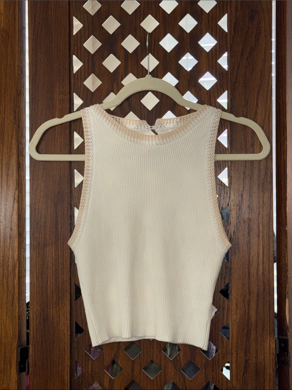 House of Harlow 1960 Ivory Ribbed Crop Tank